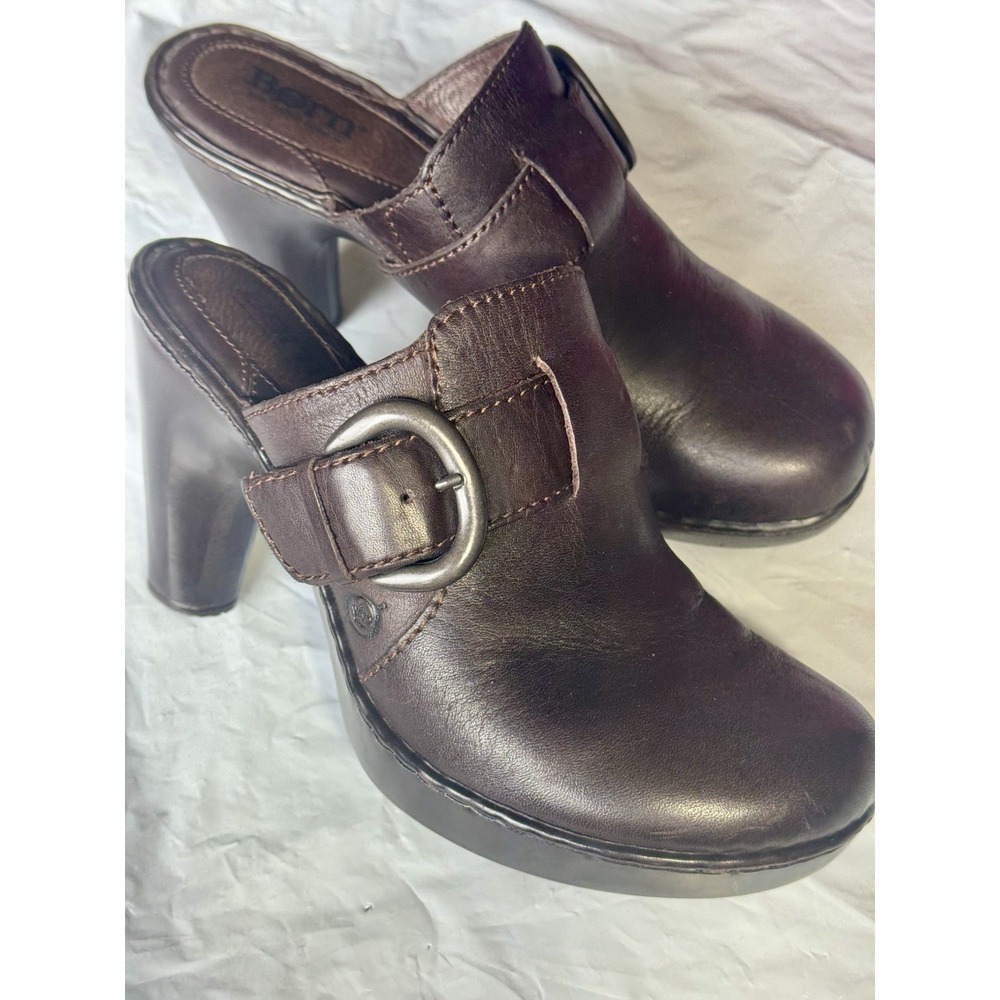 Born Brand Women's Leather Slip On Mules Size 8 /39 M-W Chocolate Brown
